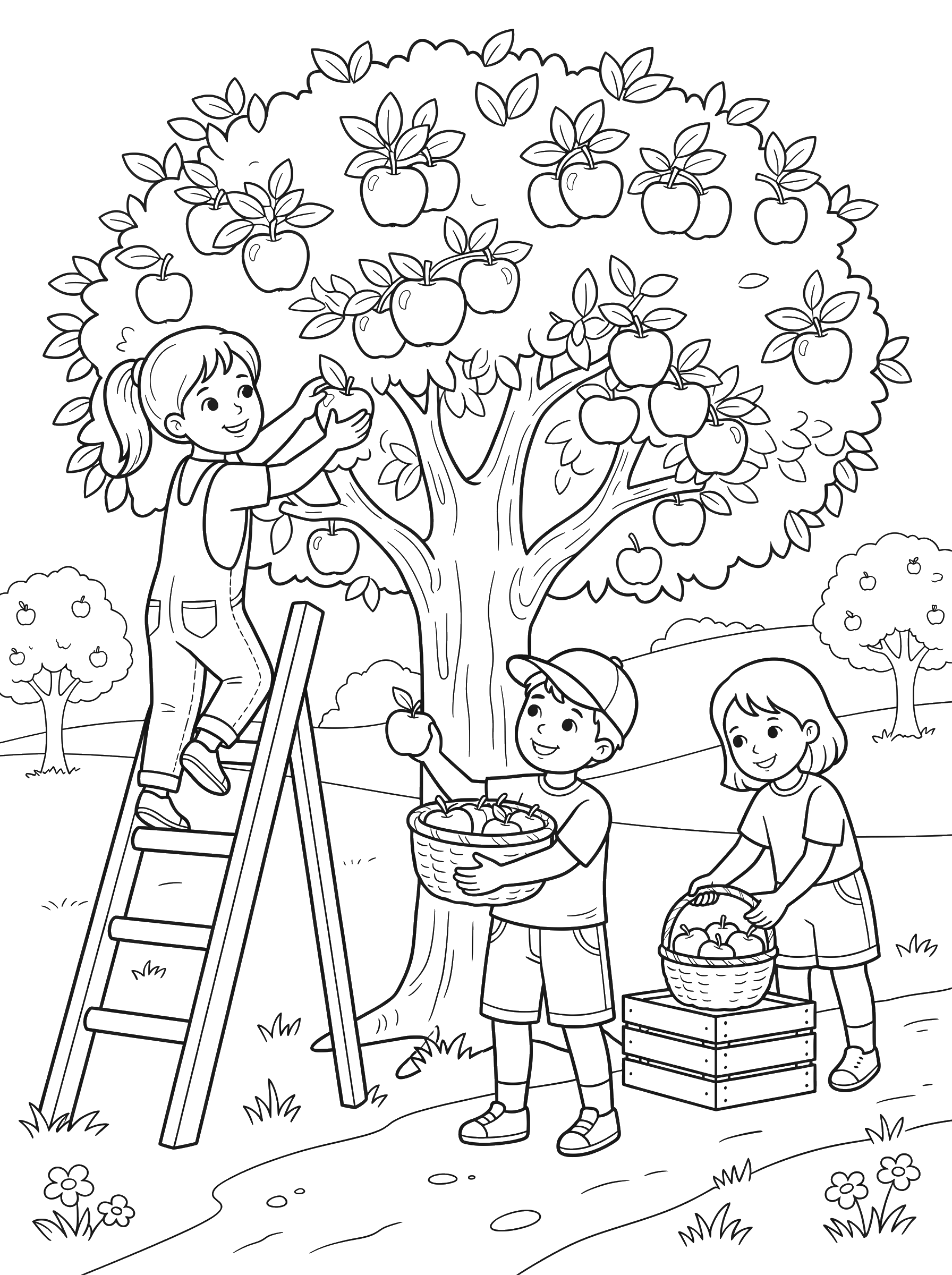 Apple Picking coloring page