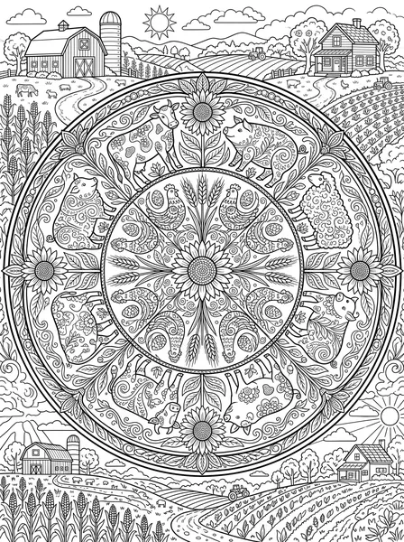 Farm Animals Mandala
