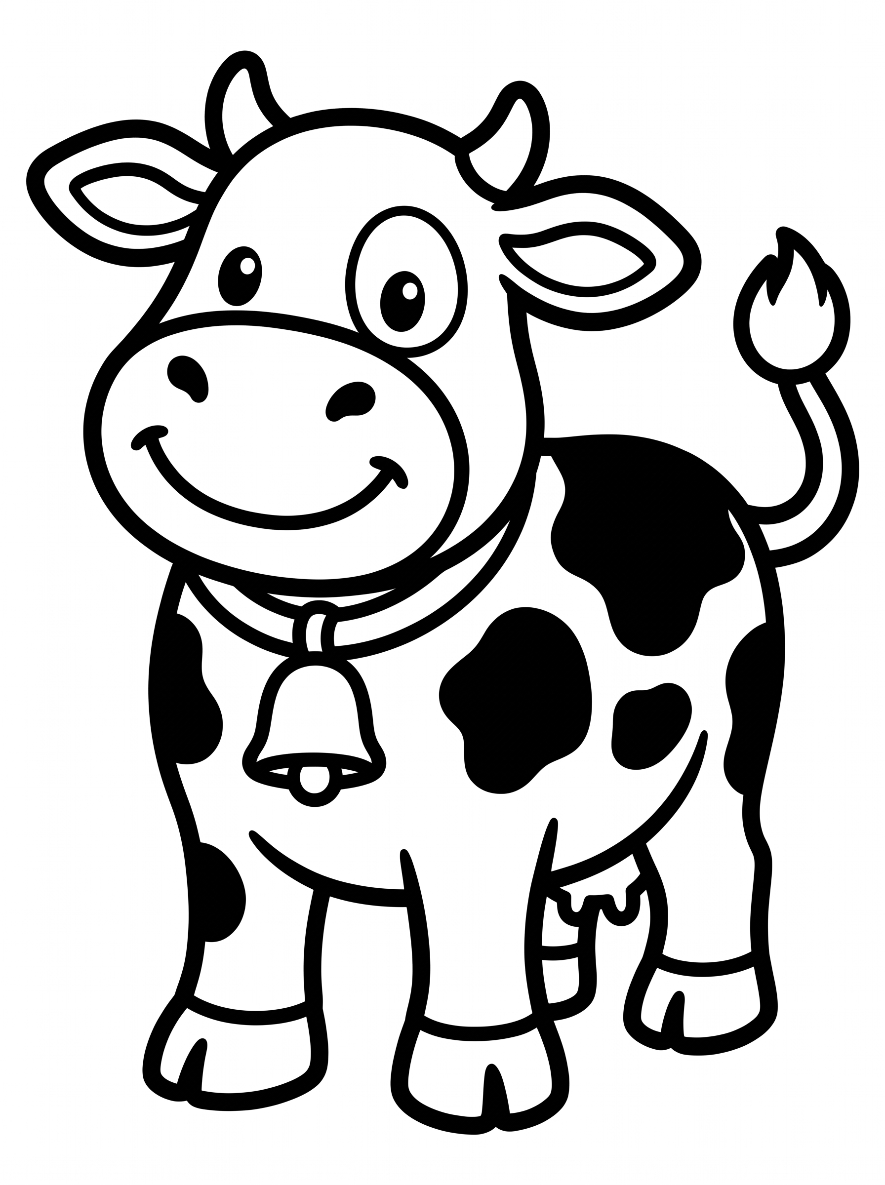 Happy Cow with a Bell coloring page