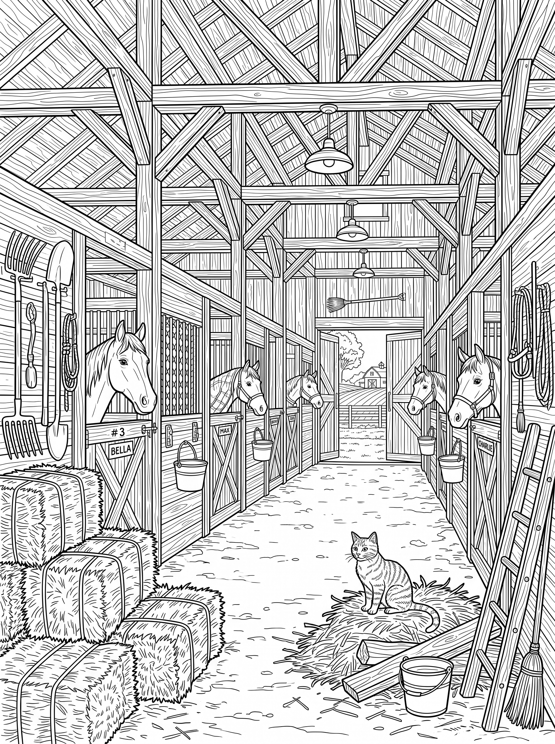 Inside the Barn coloring page