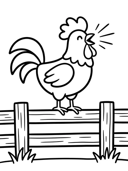 Rooster Crowing on a Fence