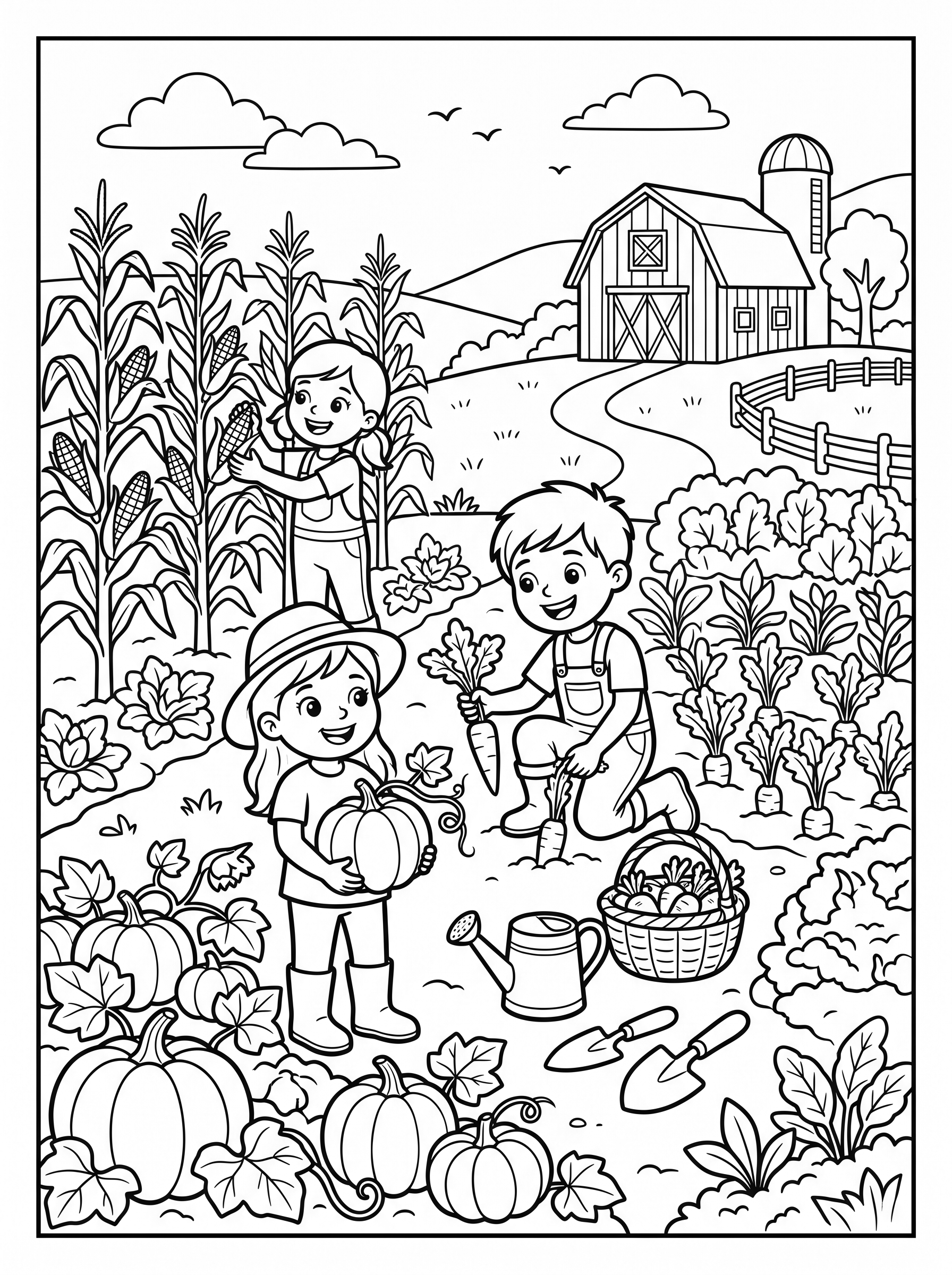 Vegetable Harvest coloring page