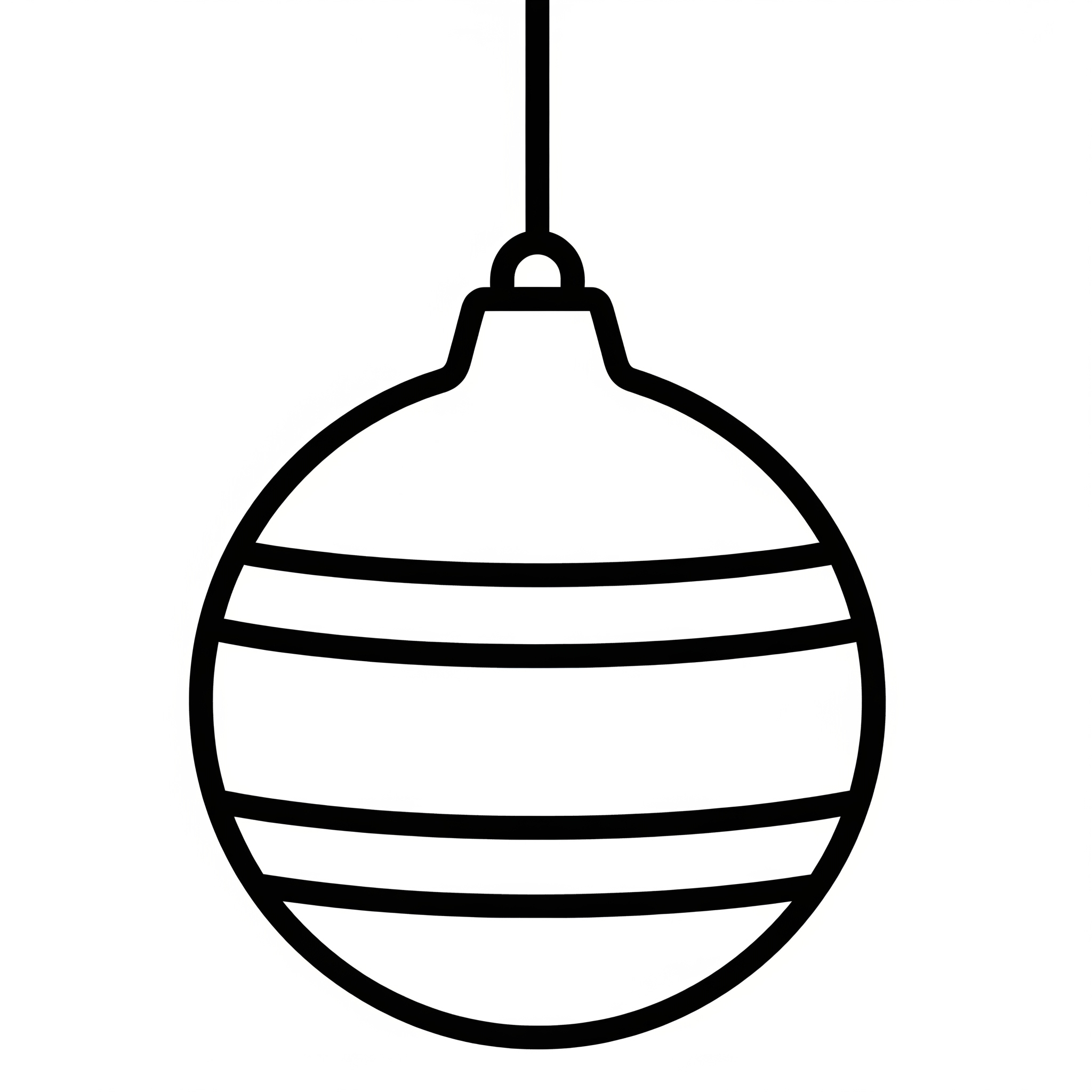 Esfera de Navidad colgando con un patrón de rayas simples