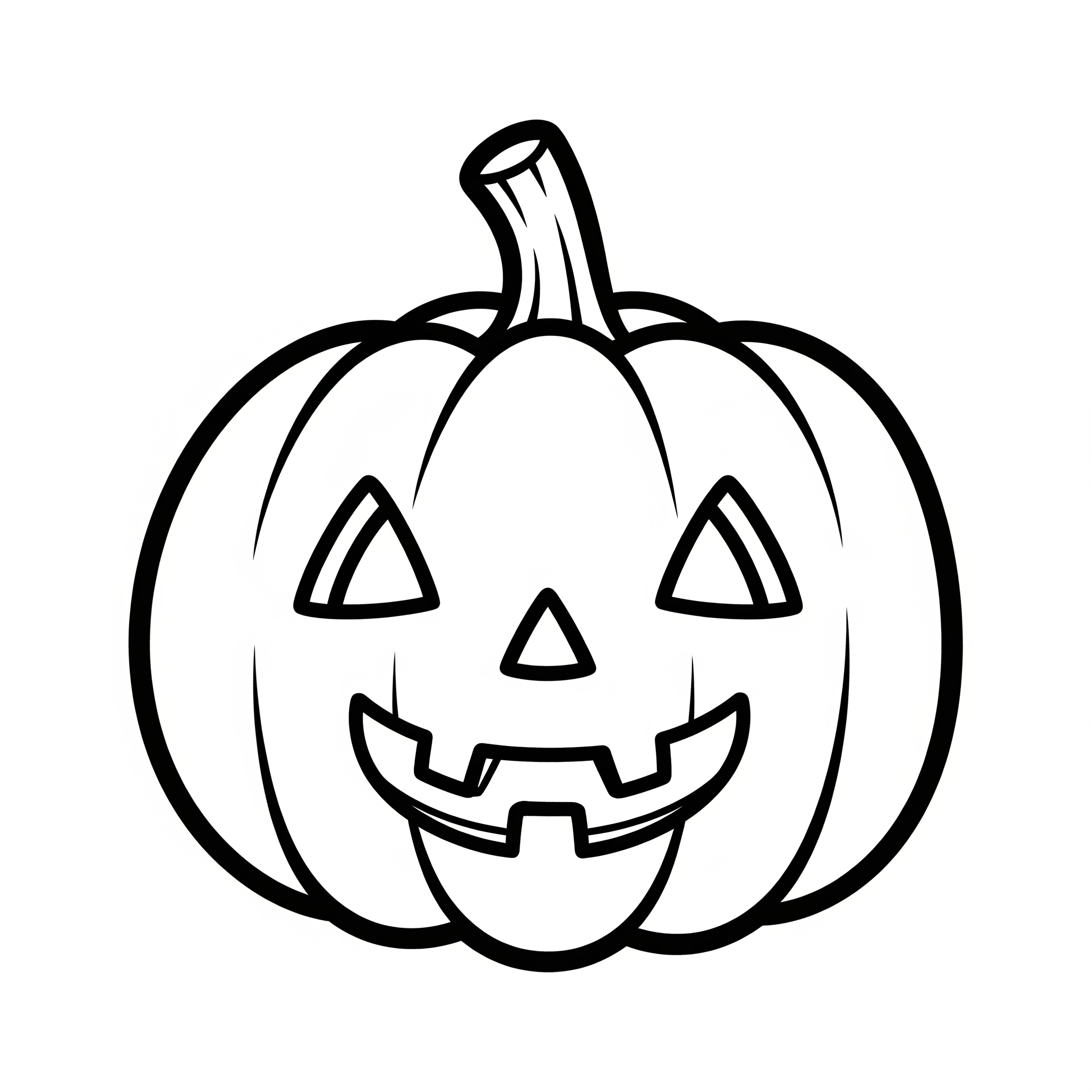 Calabaza de caricatura con una cara feliz y contornos gruesos