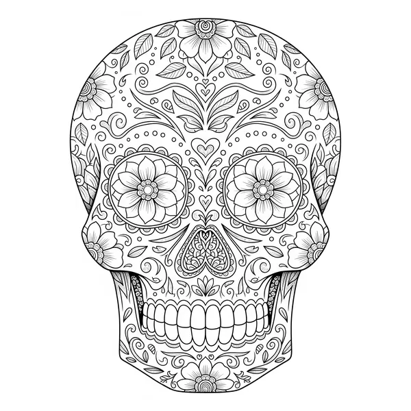 Sugar skull with very detailed flower and shape patterns