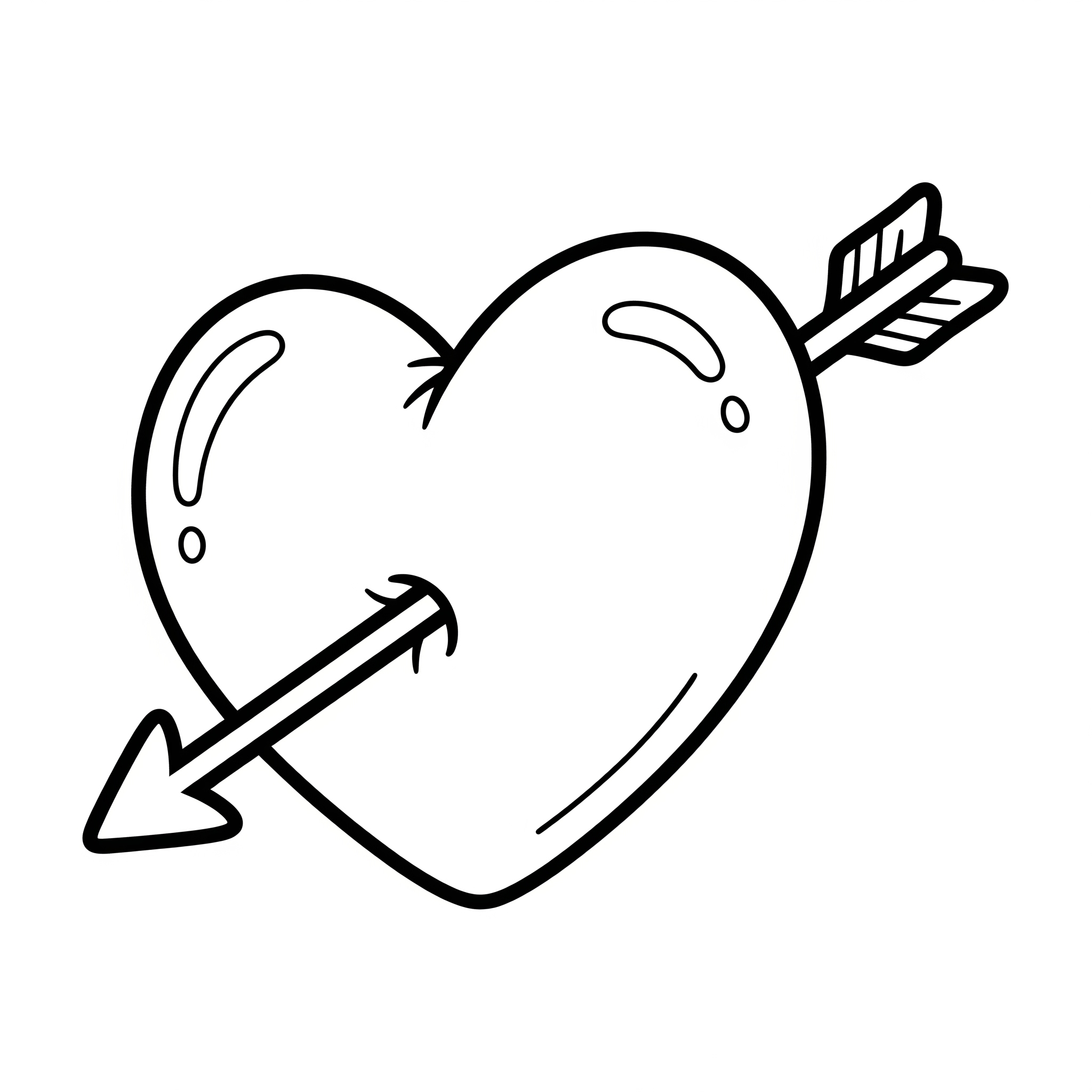 Corazón grande y simple atravesado por una flecha de Cupido