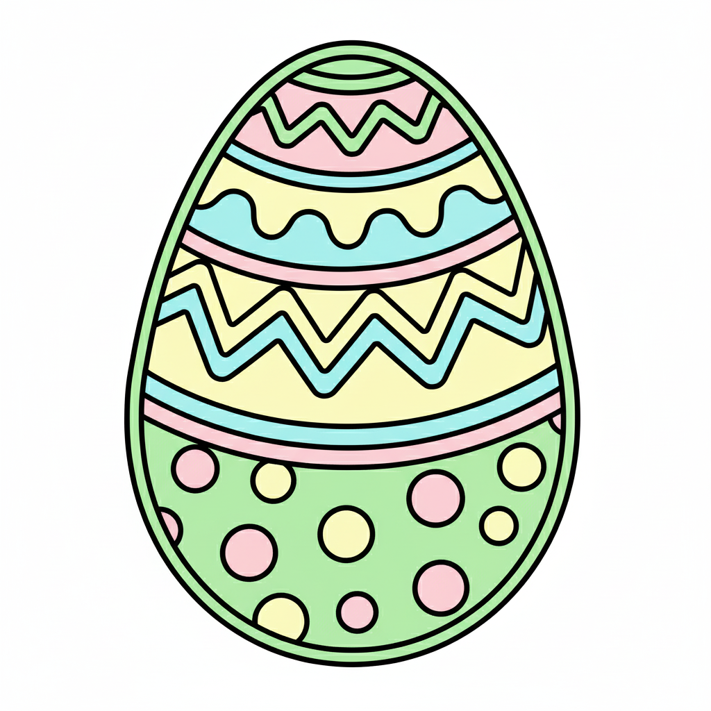Huevo de Pascua coloreado con colores pastel brillantes