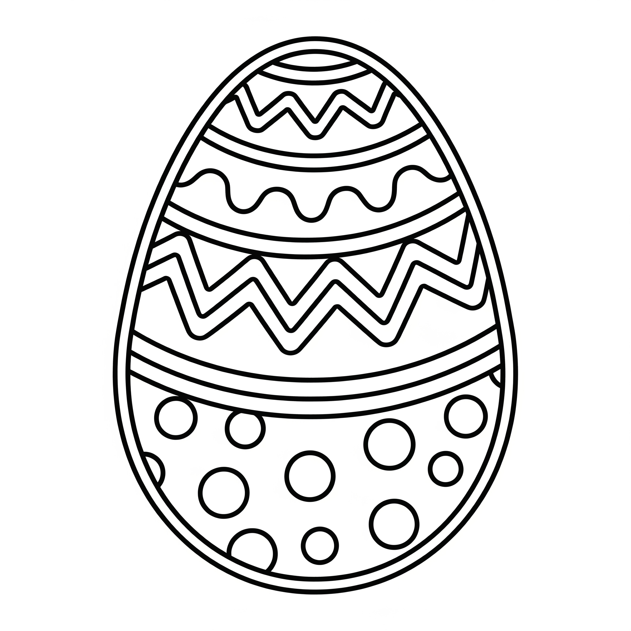 Huevo de Pascua grande con patrones simples de líneas y puntos