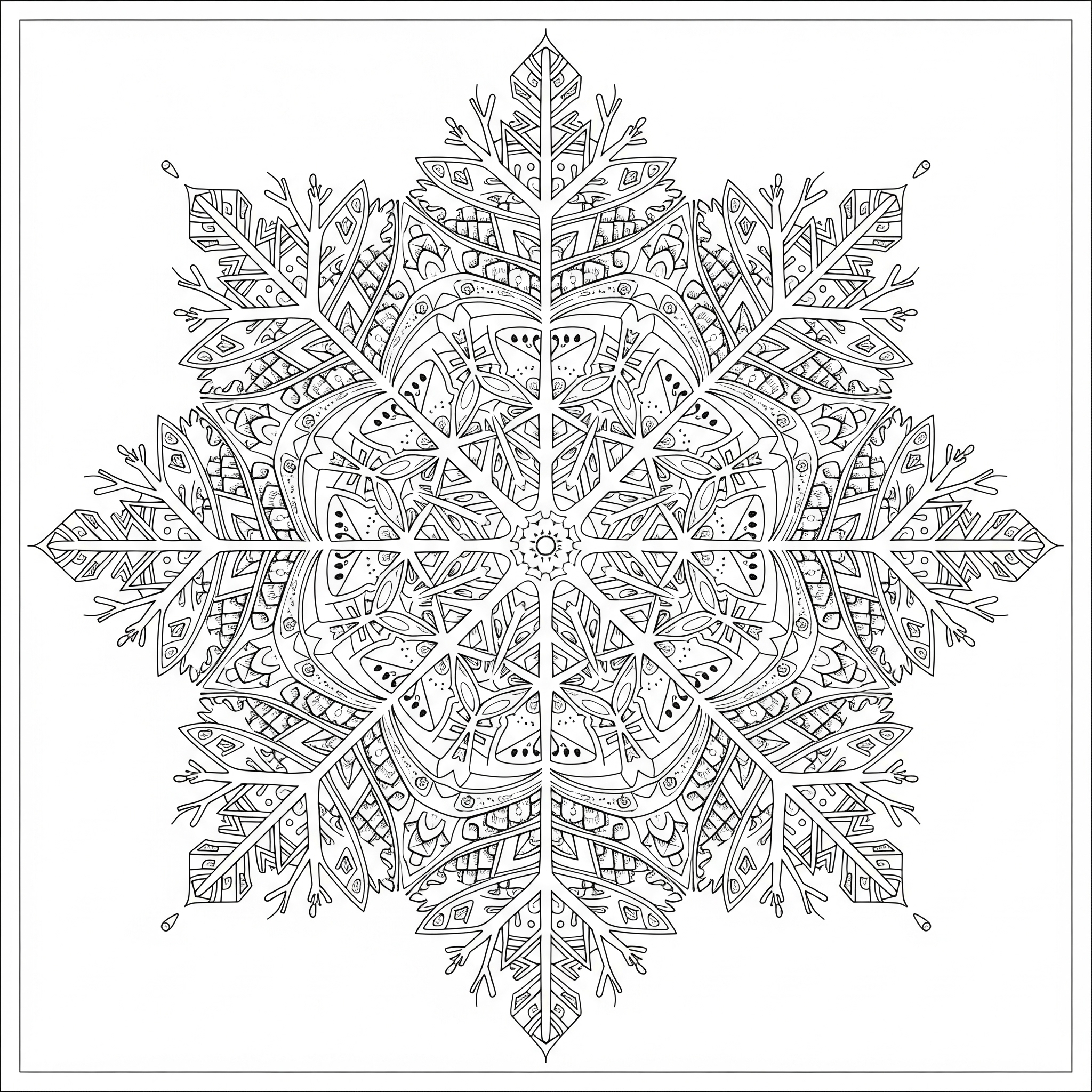 Copo de nieve simétrico con patrones de mandala muy intrincados