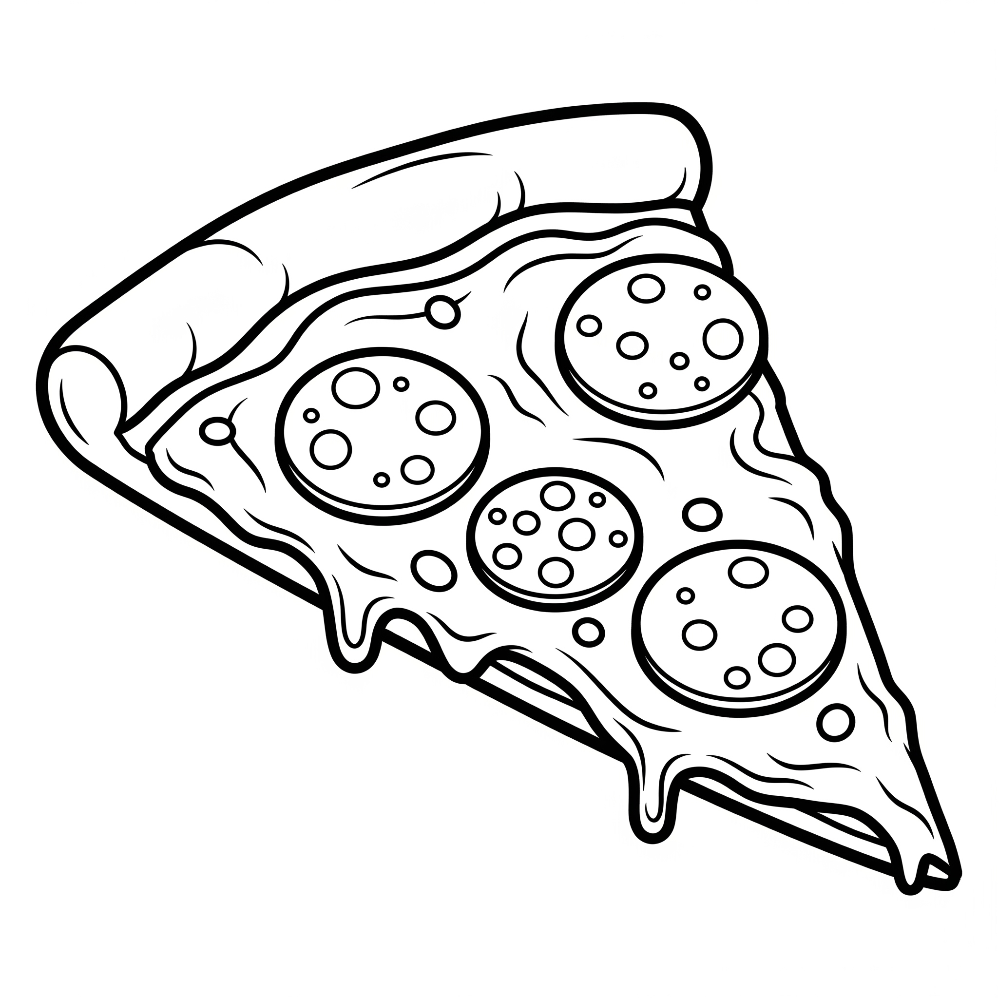 Rebanada de pizza de caricatura con pepperoni y queso derretido