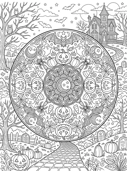 Halloween Mandala coloring page