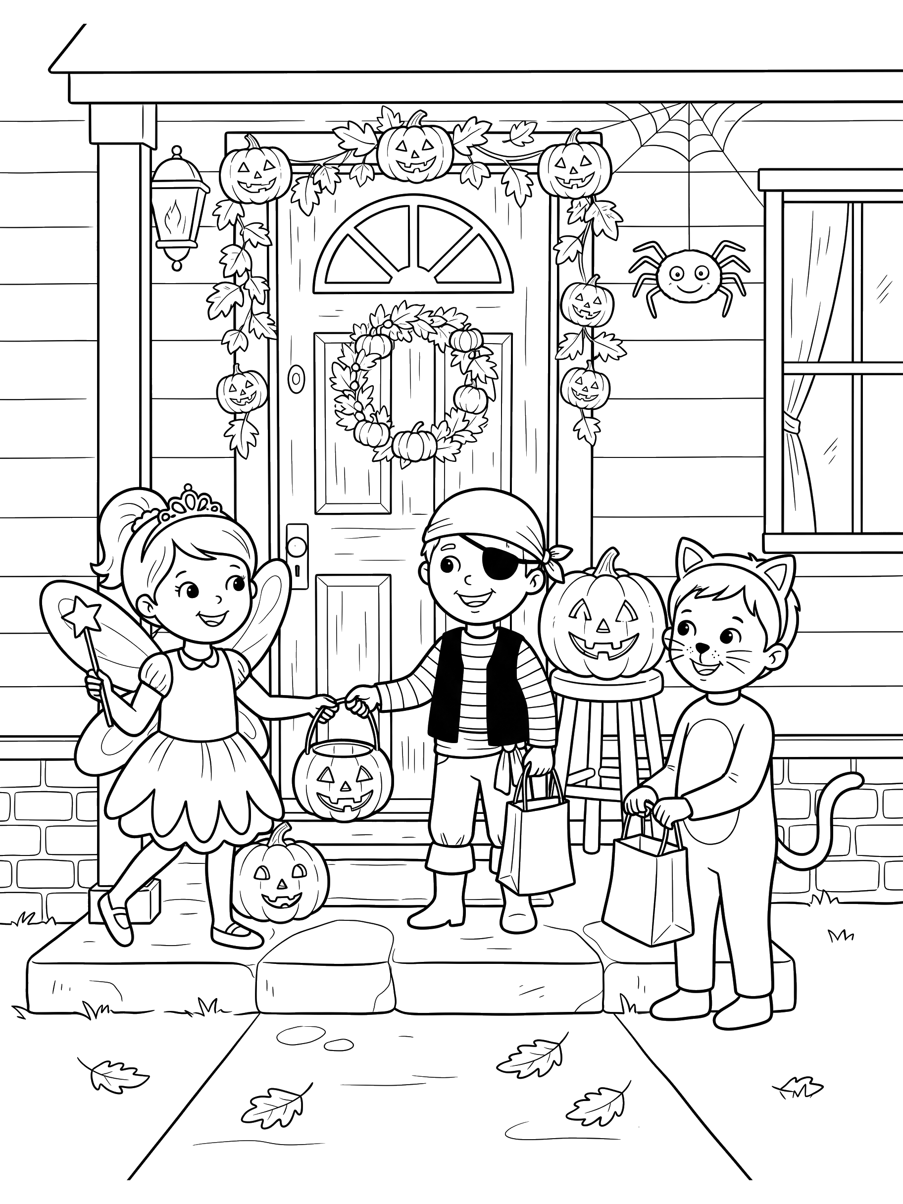 Kids Trick-or-Treating coloring page