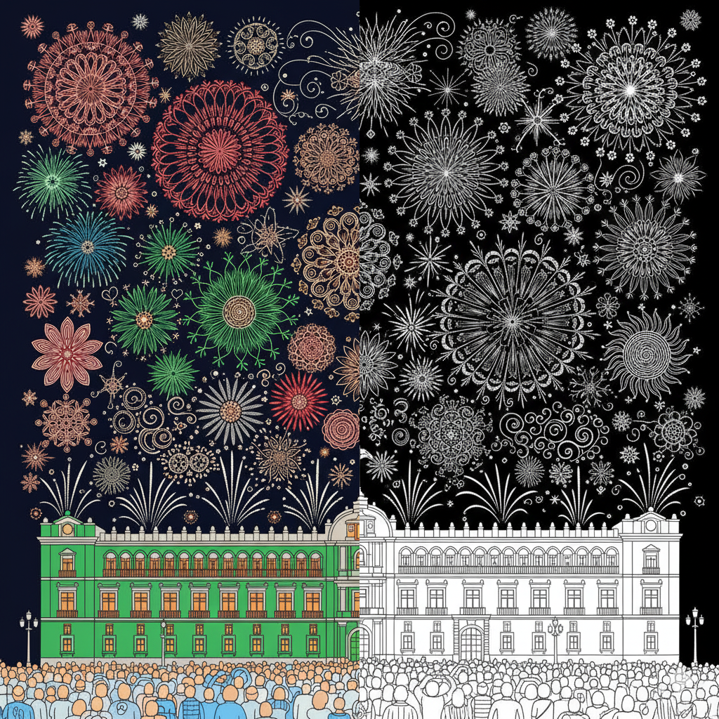 Fuegos Artificiales sobre el Zócalo