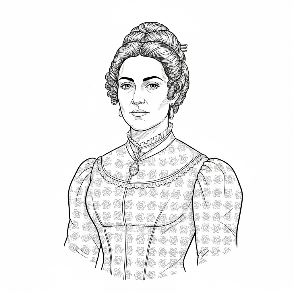 Retrato de Josefa Ortiz de Domínguez con su peinado de época