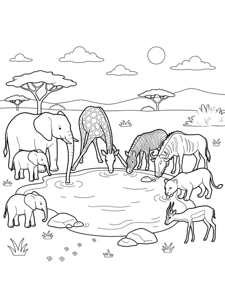 Animals at the Watering Hole