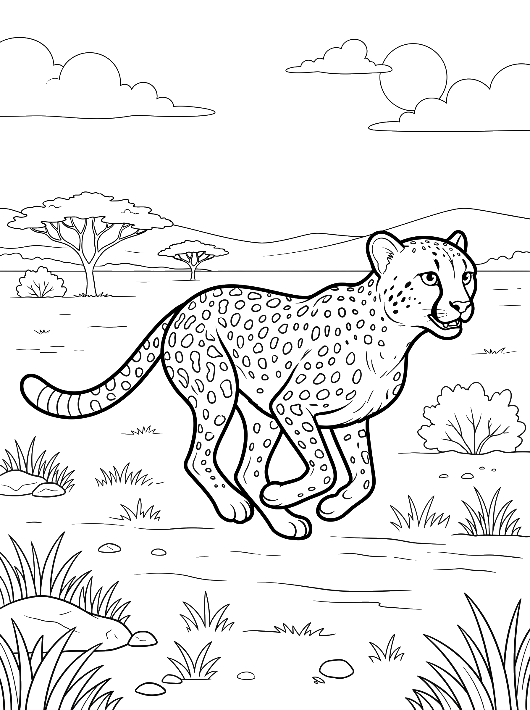Cheetah Running coloring page