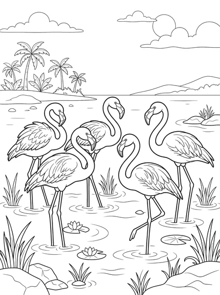 Flamingos at the Lake