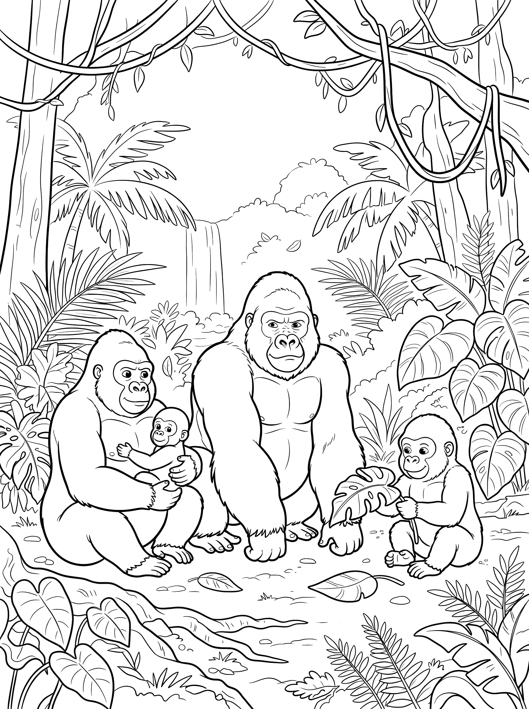 Gorilla Family coloring page