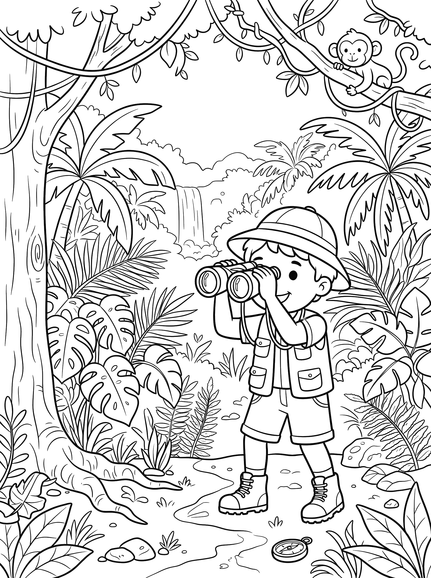 Little Jungle Explorer coloring page