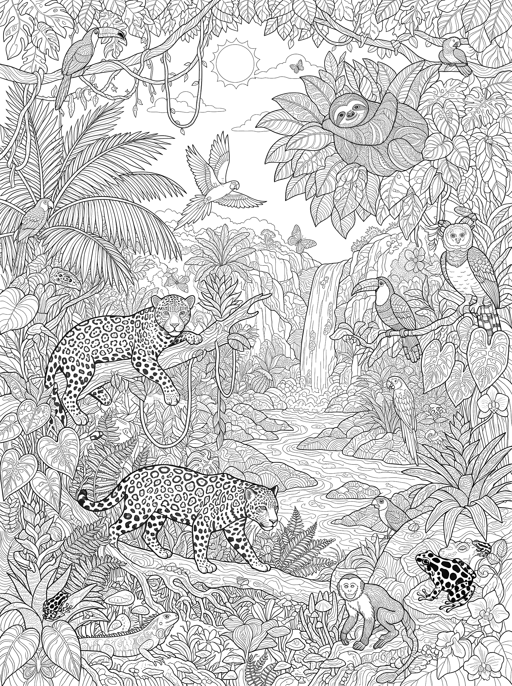Rainforest Wildlife coloring page