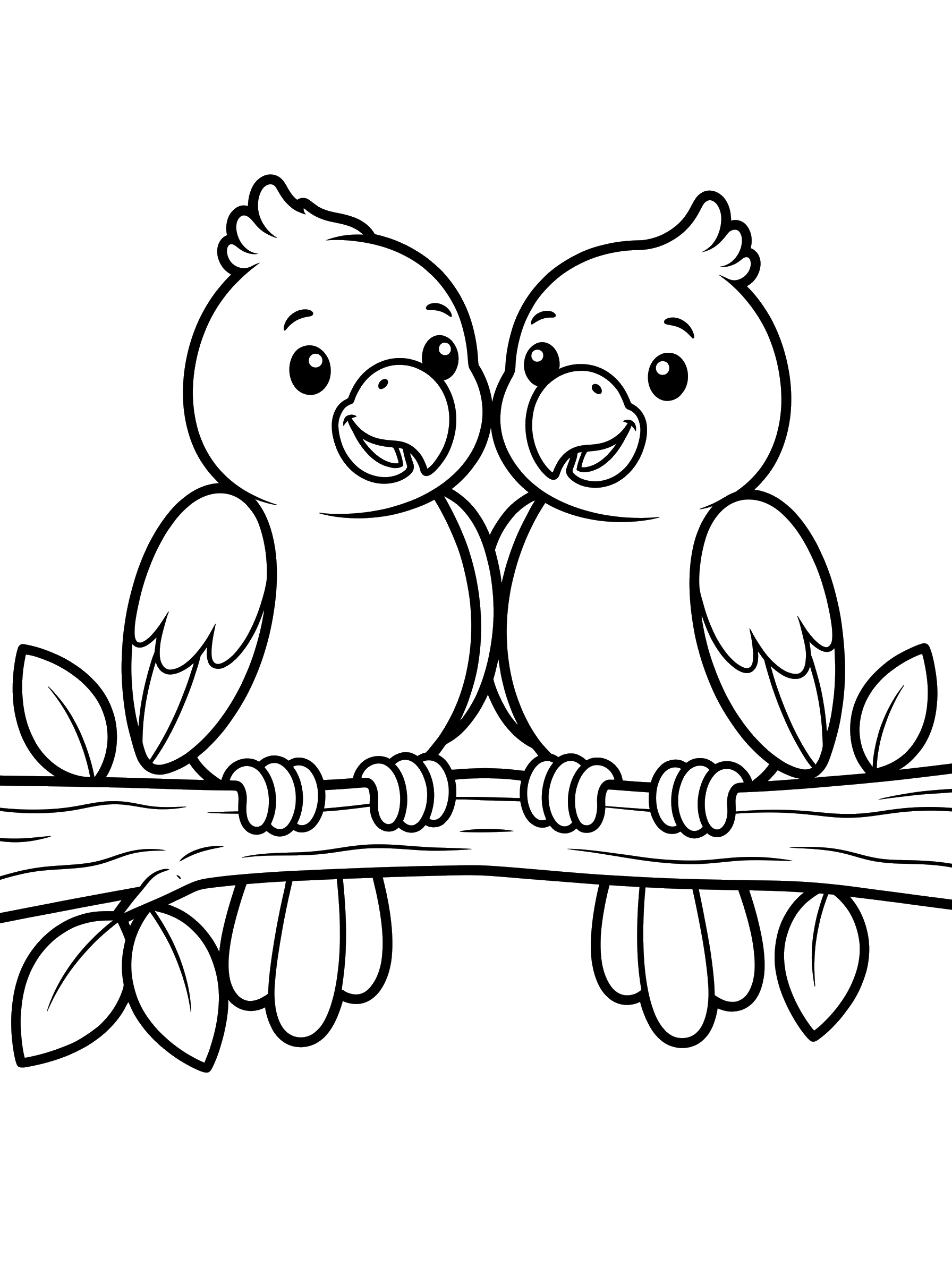 Two Parrots on a Branch coloring page