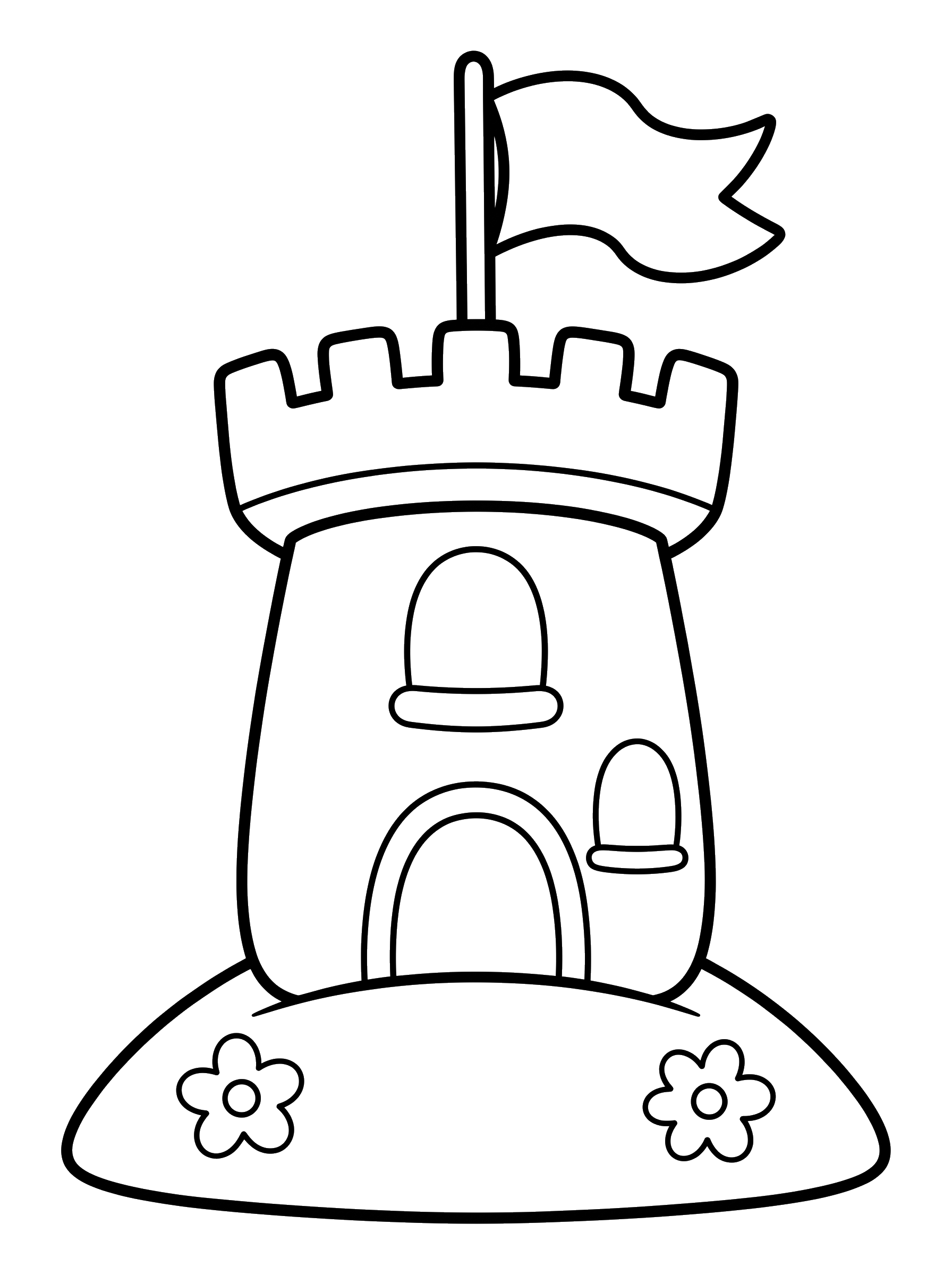 Castle Tower with a Flag coloring page