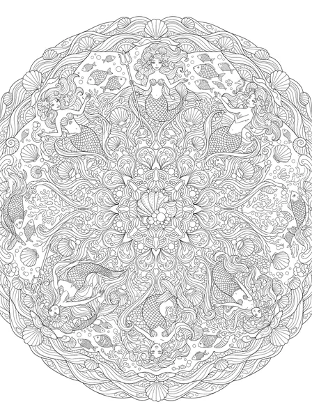 Mermaid Mandala coloring page