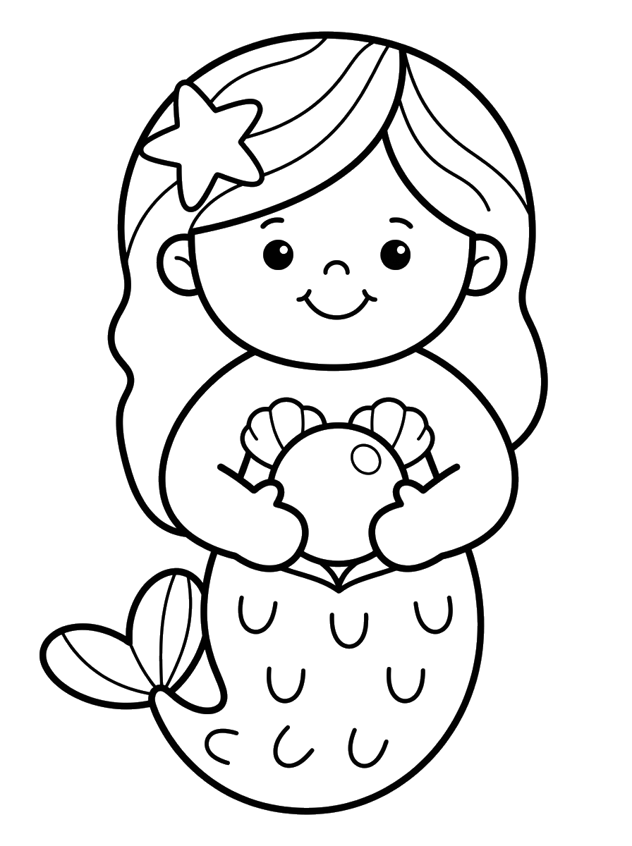 Mermaid with a Shiny Pearl coloring page