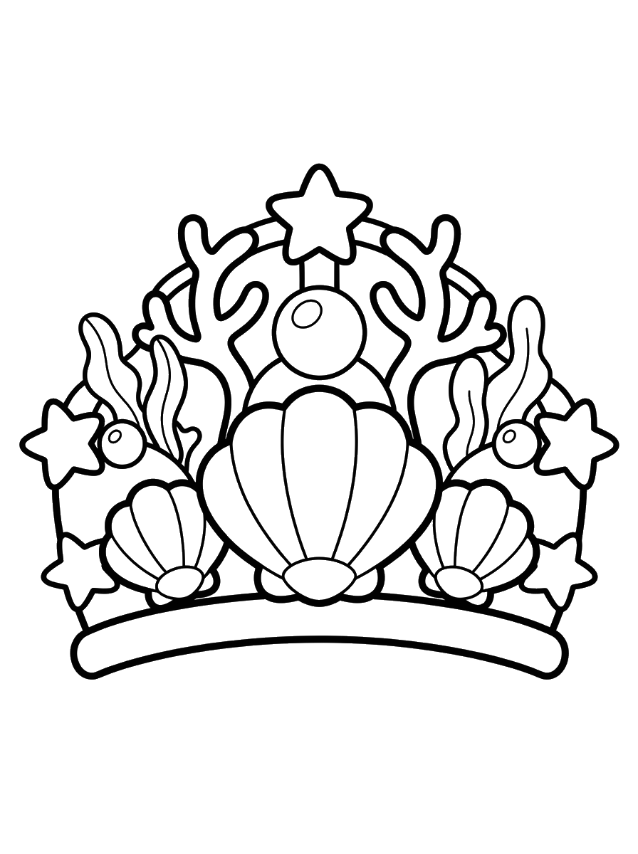 Seashell Mermaid Crown coloring page