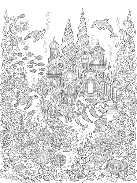 Underwater Mermaid Kingdom coloring page