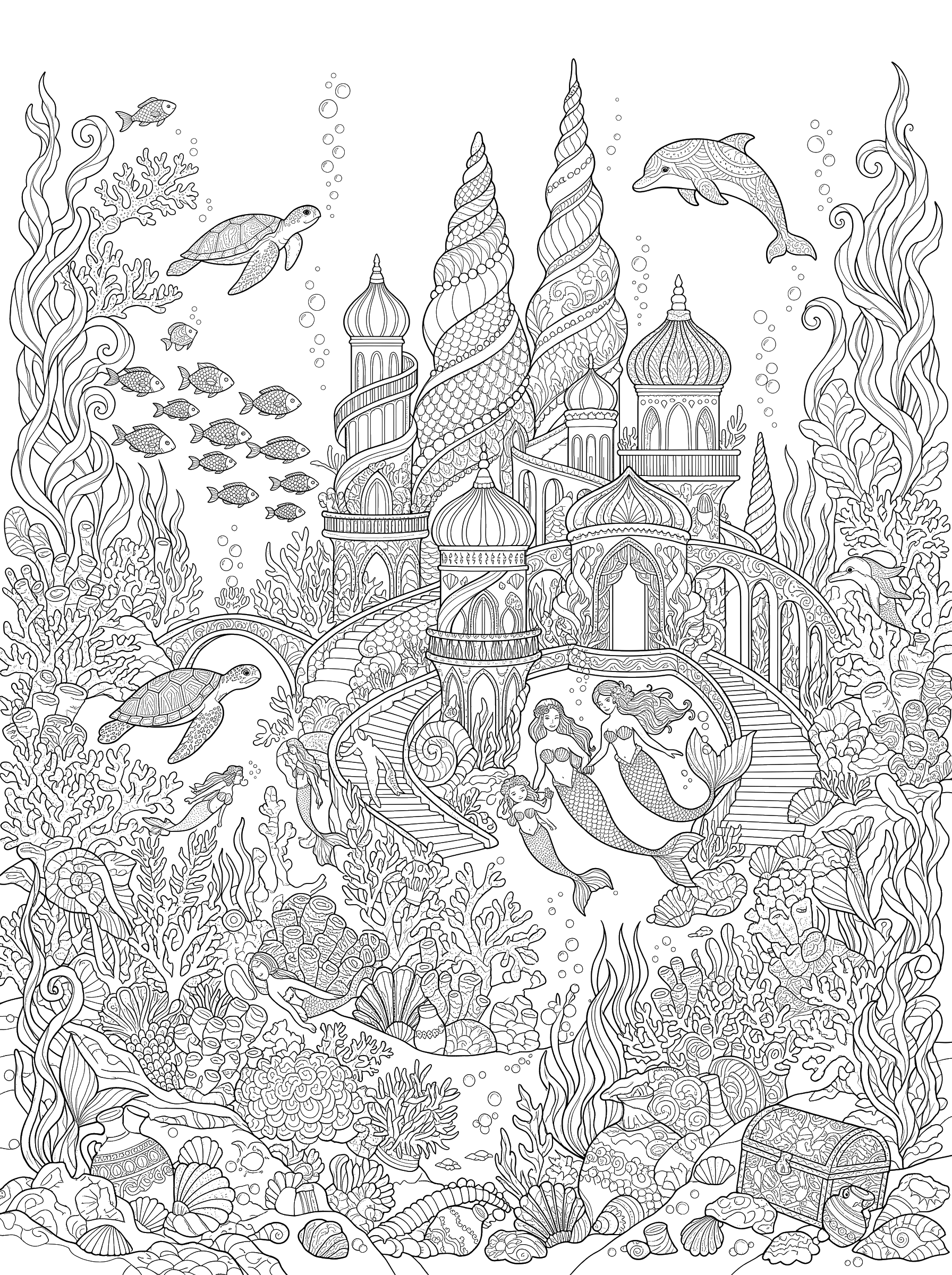 Underwater Mermaid Kingdom coloring page