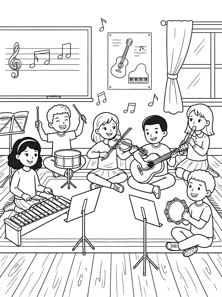 Kids' Music Class coloring page