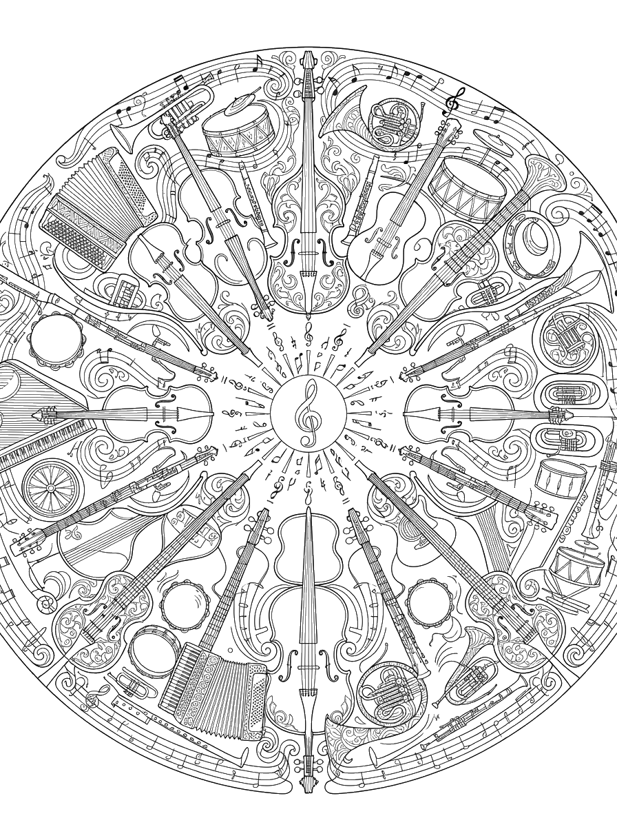 Music Mandala coloring page