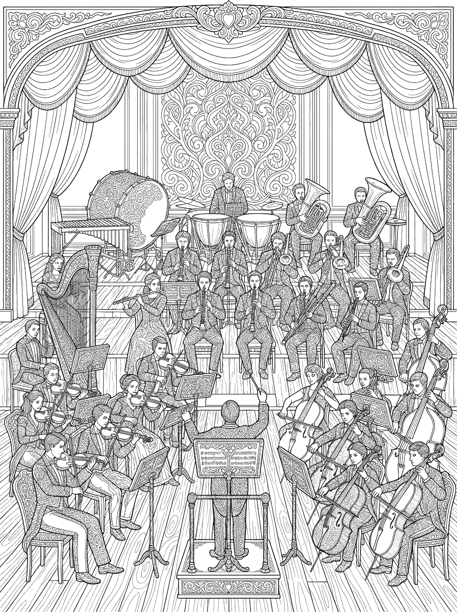 Orchestra on Stage coloring page