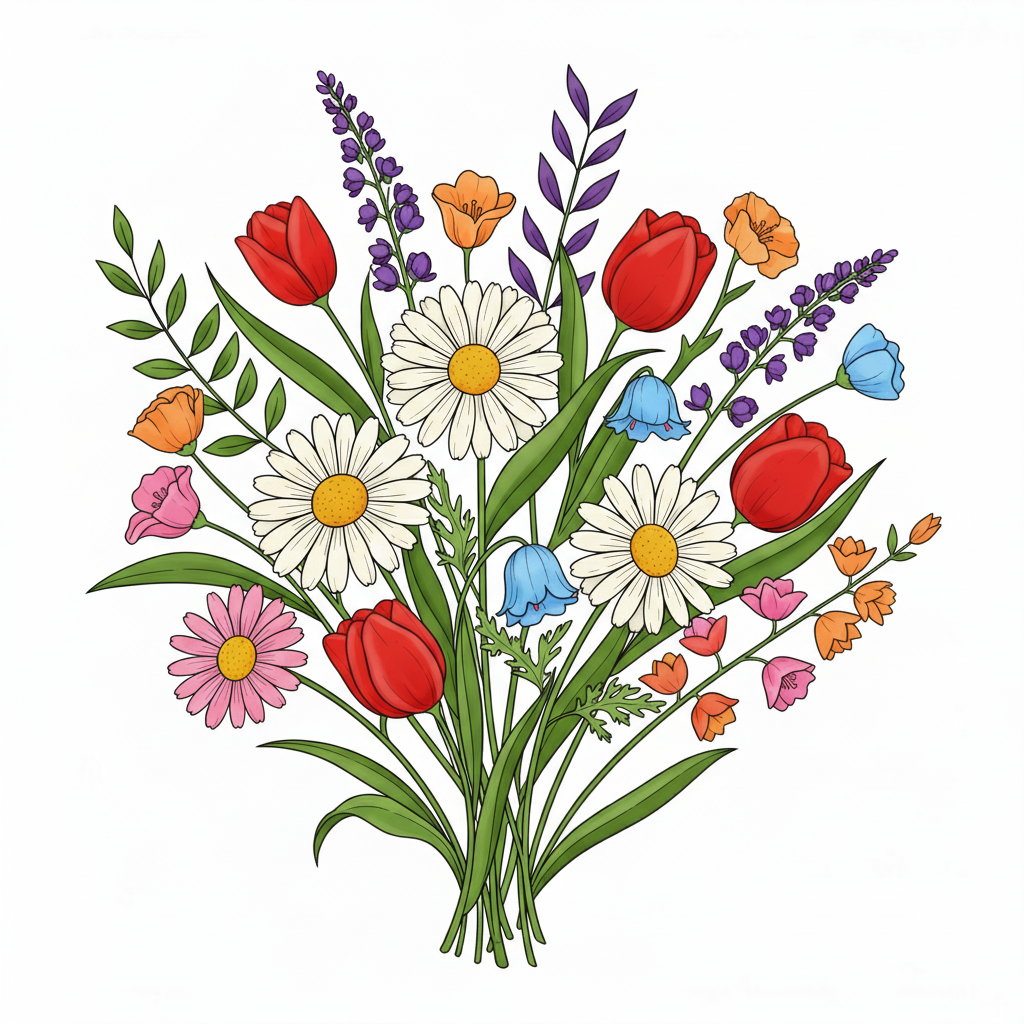 Ramo de flores coloreado con una mezcla vibrante de colores