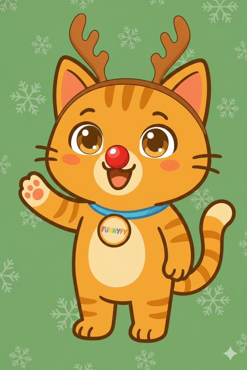 Nuggis disfrazado de reno, imagen a color