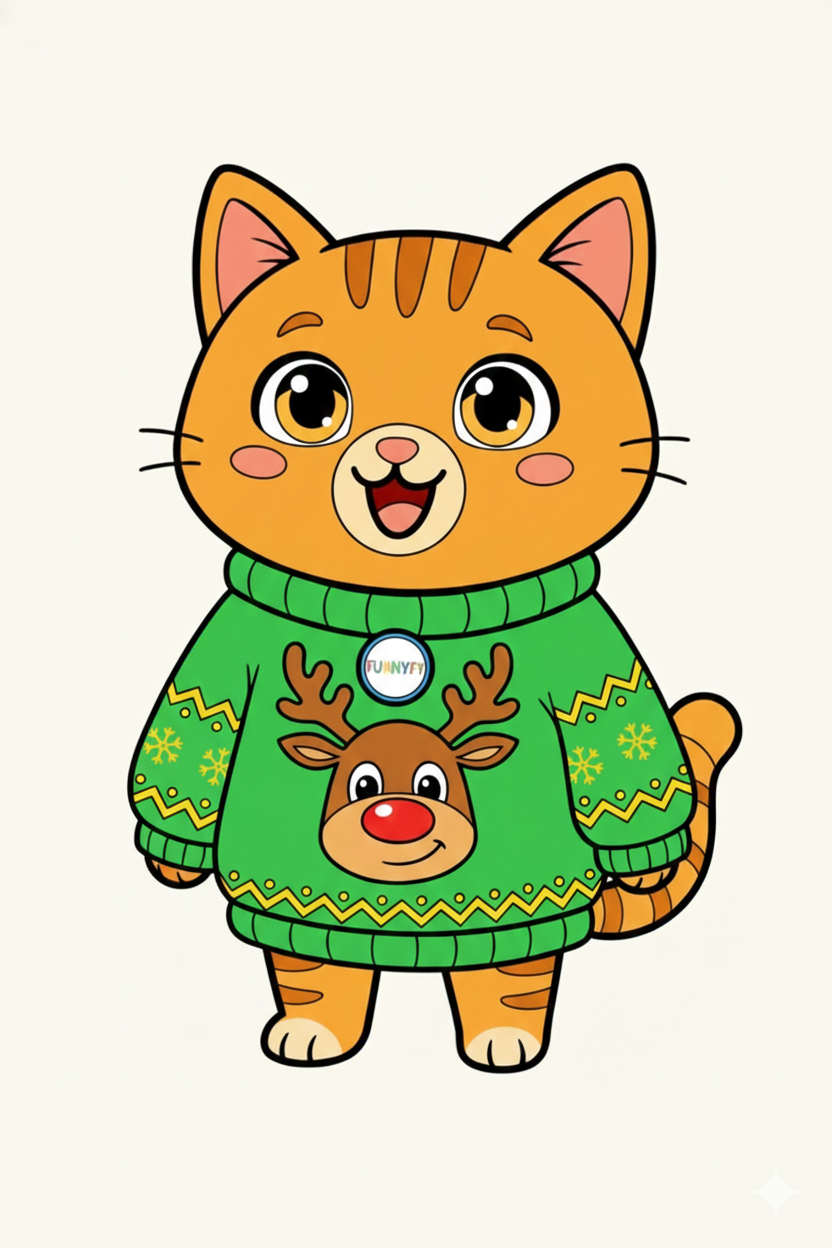 Nuggis con suéter navideño feo, imagen a color