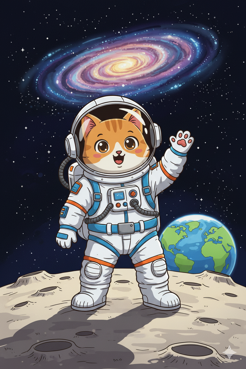 Nuggis en la Luna con cráteres y la Tierra al fondo
