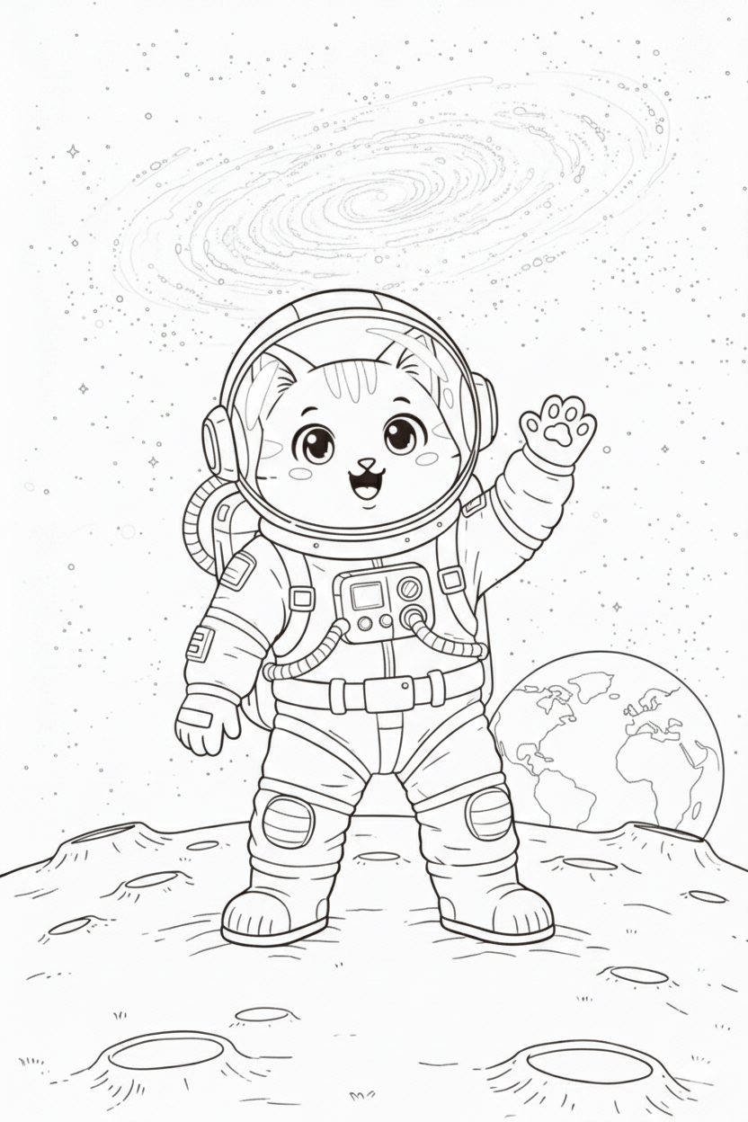 Nuggis en la Luna con cráteres y la Tierra al fondo