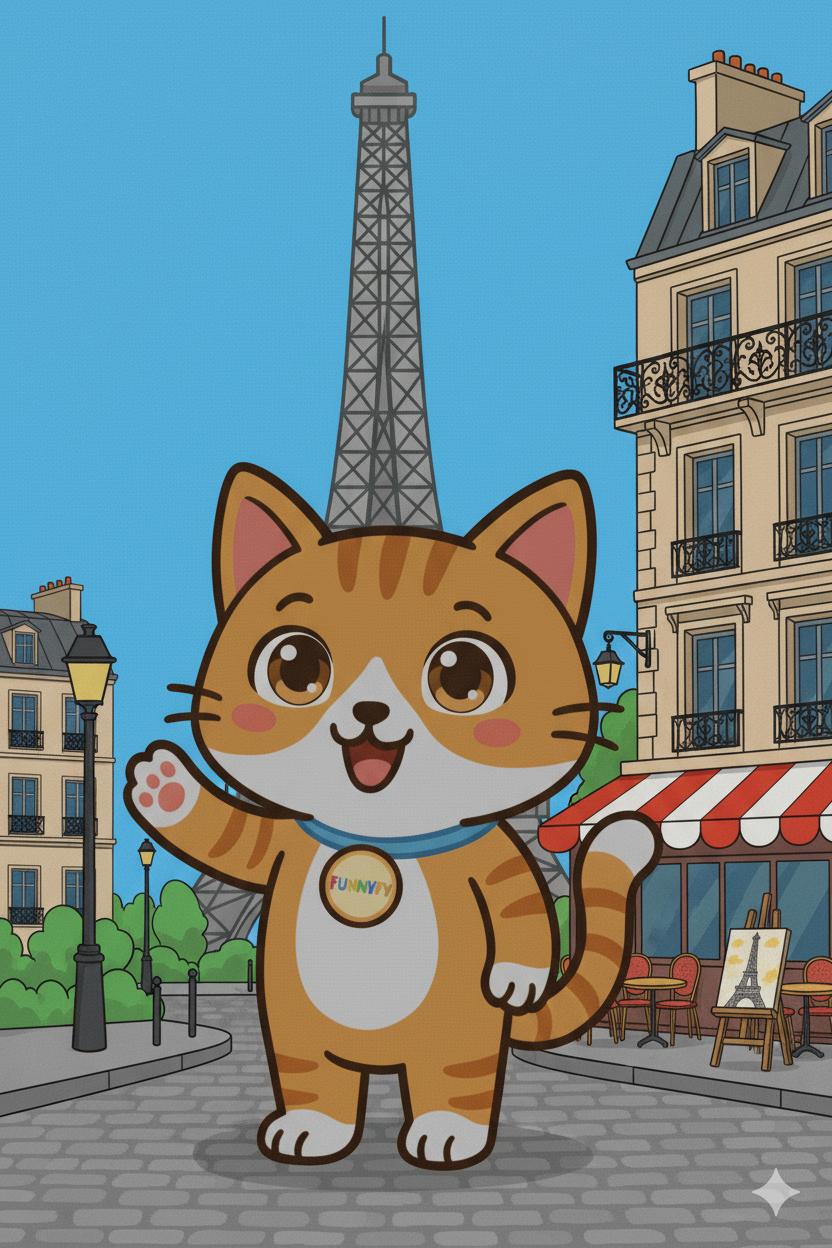 Nuggis en Francia con la Torre Eiffel y elementos parisinos