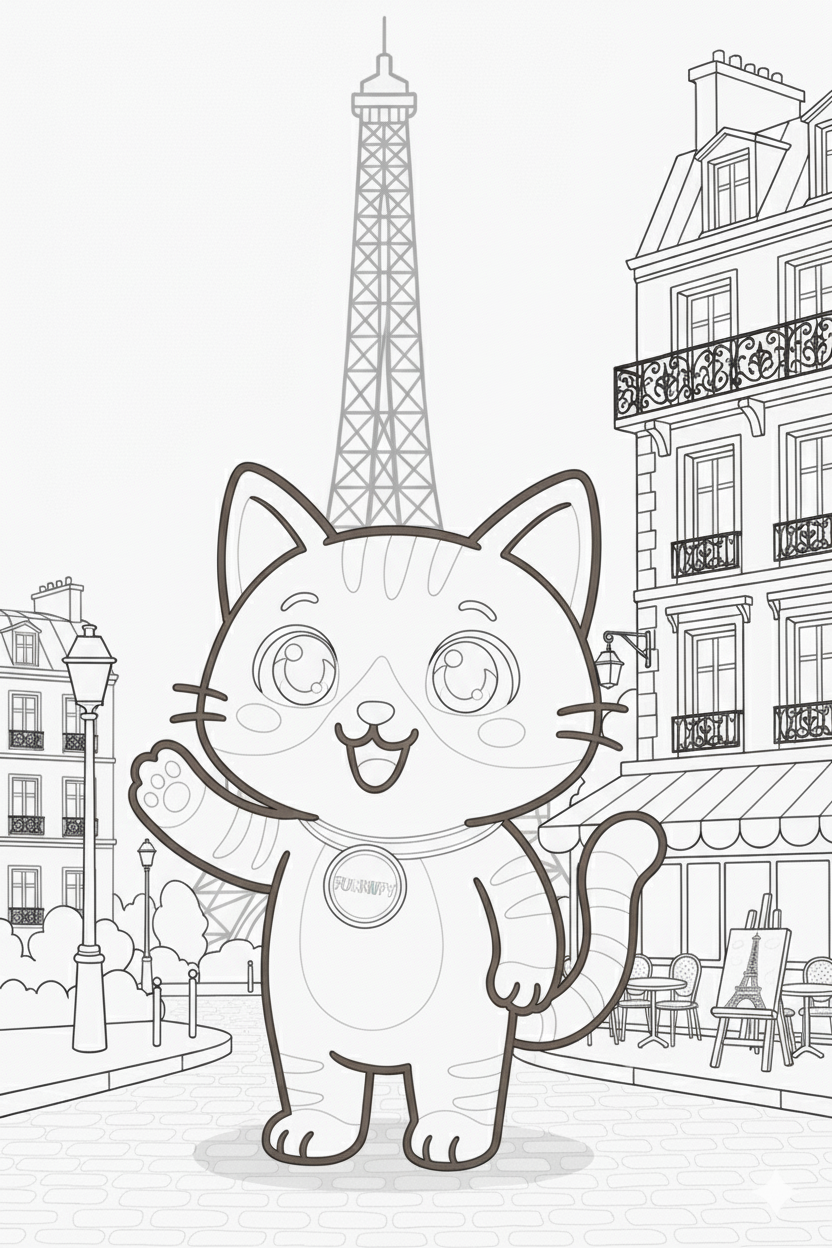 Nuggis en Francia con la Torre Eiffel y elementos parisinos