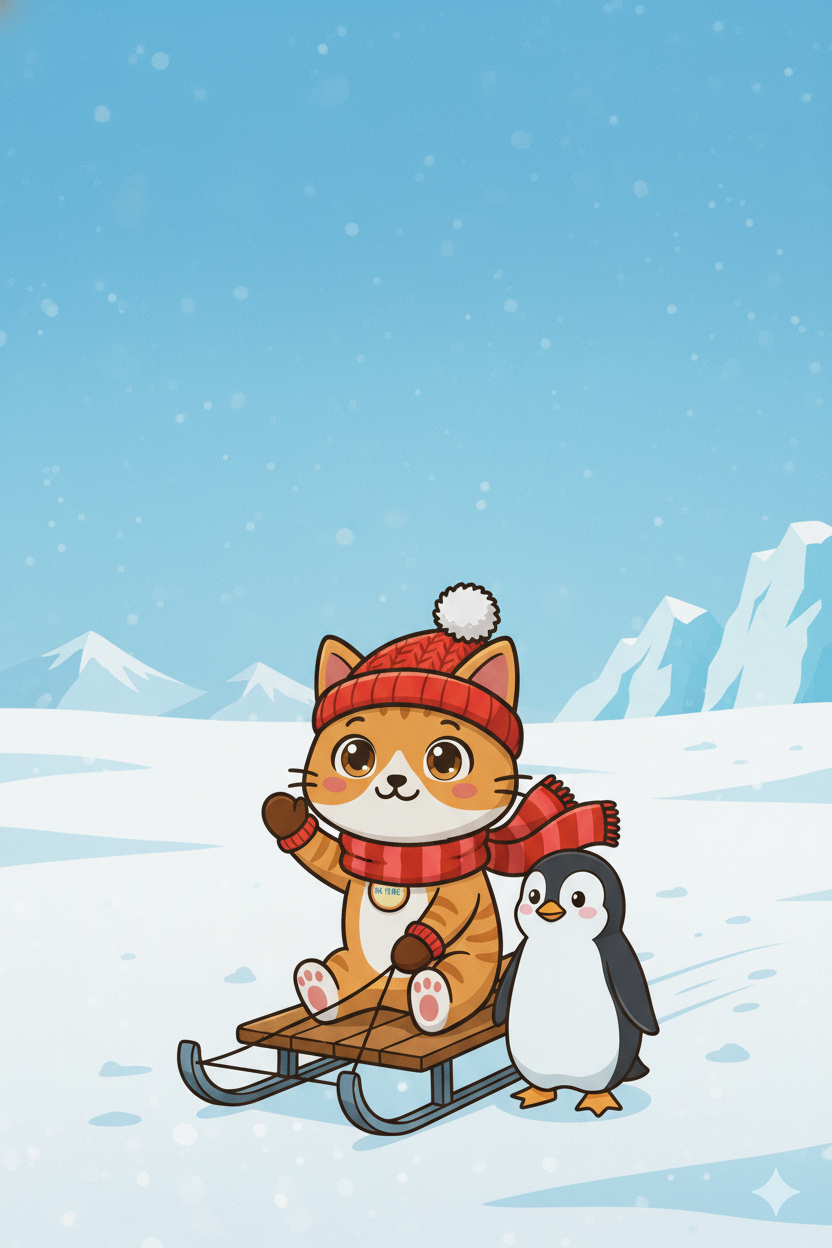 Nuggis en el Polo Sur con pingüinos y icebergs