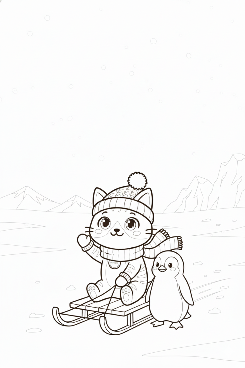 Nuggis en el Polo Sur con pingüinos y icebergs