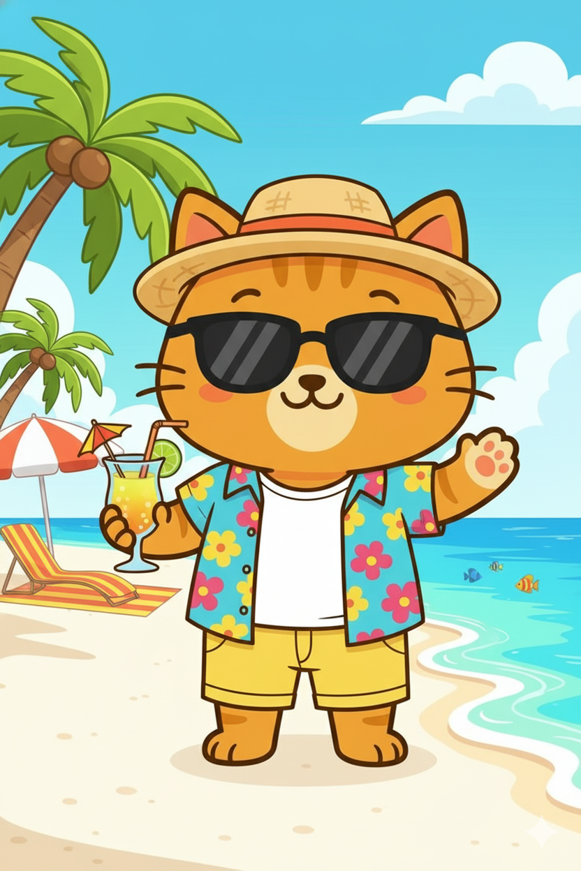 Nuggis en la playa con elementos veraniegos