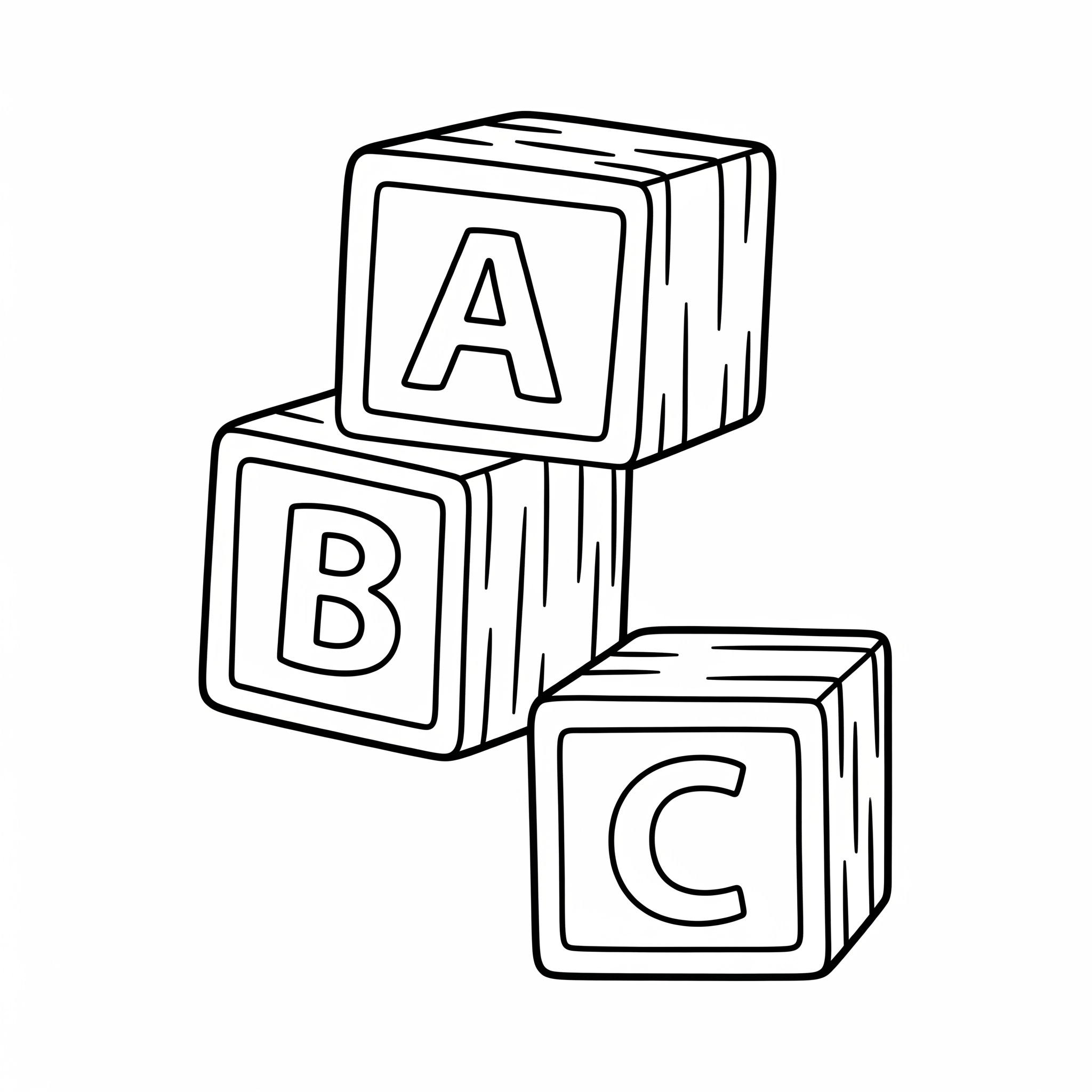 Tres bloques de madera apilados con las letras A, B, C