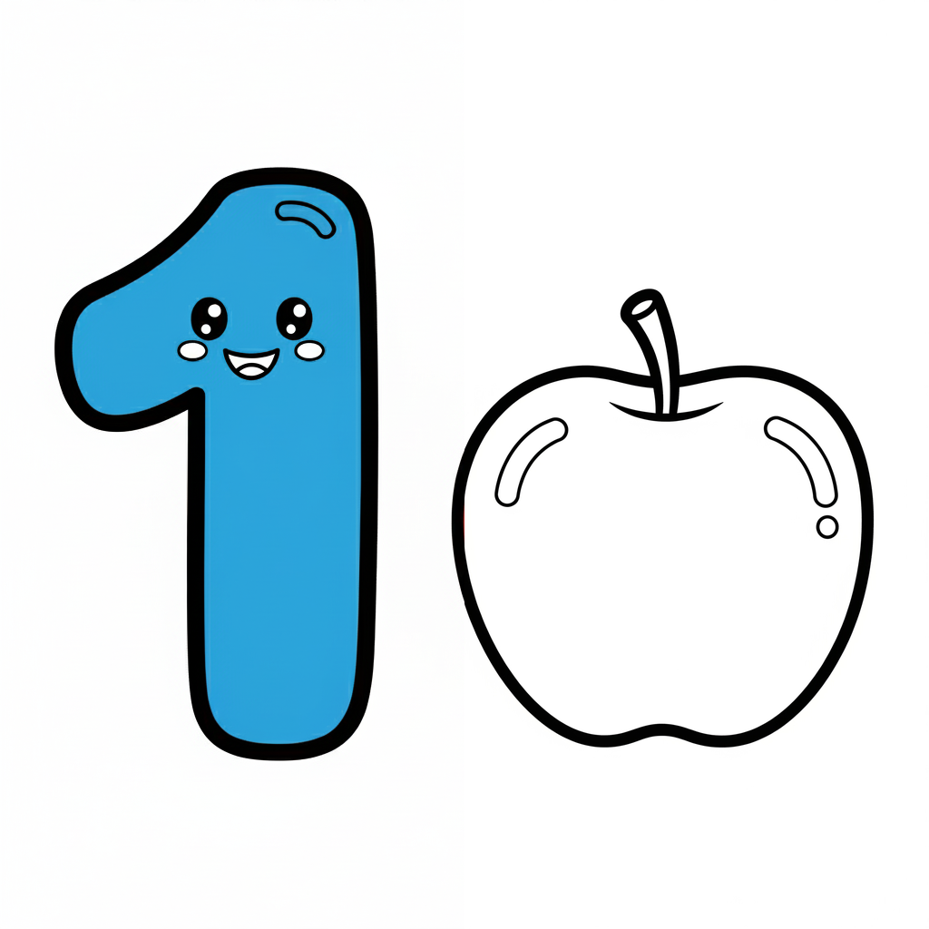 Número 1 y una Manzana