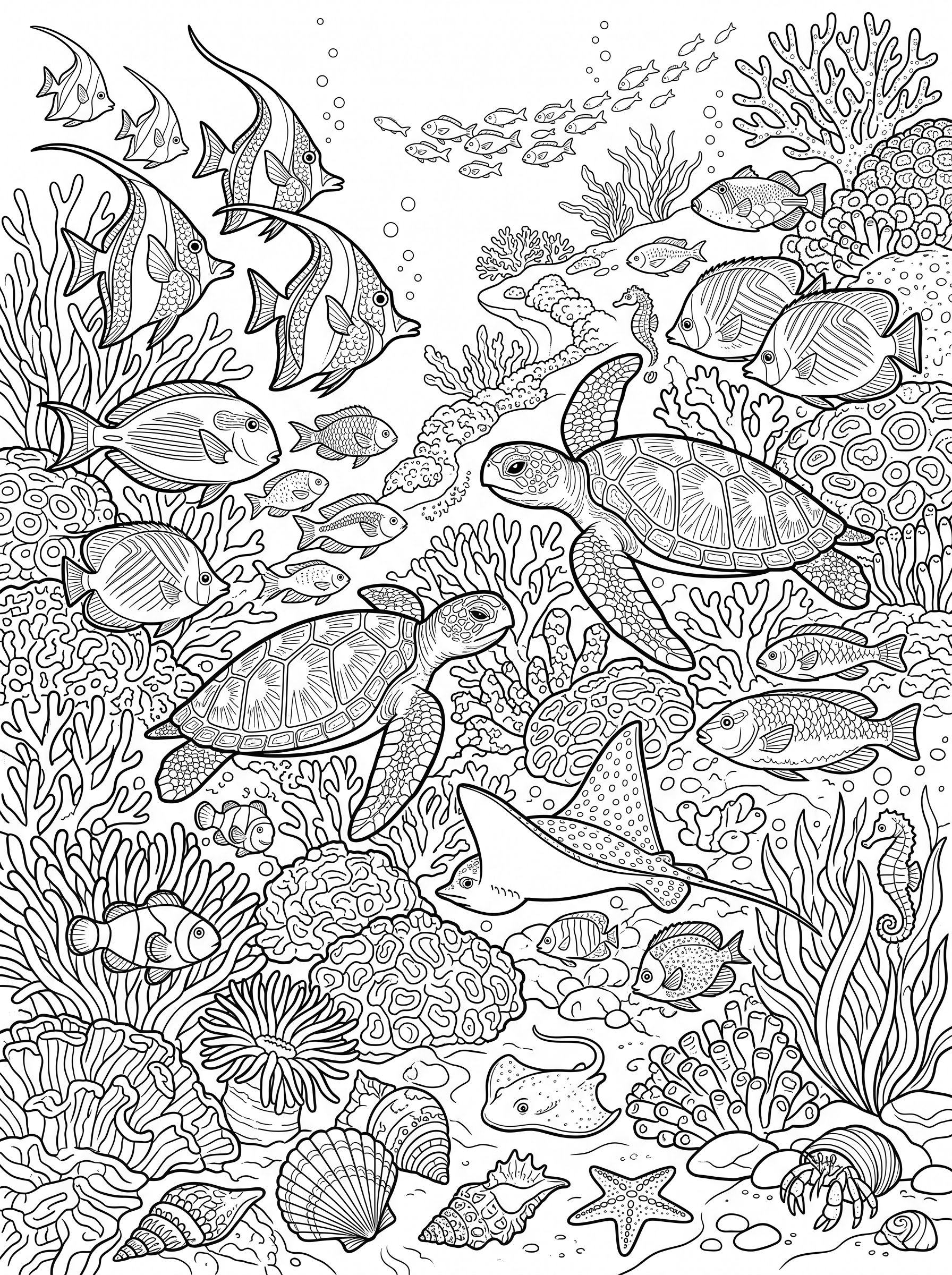Busy Coral Reef coloring page