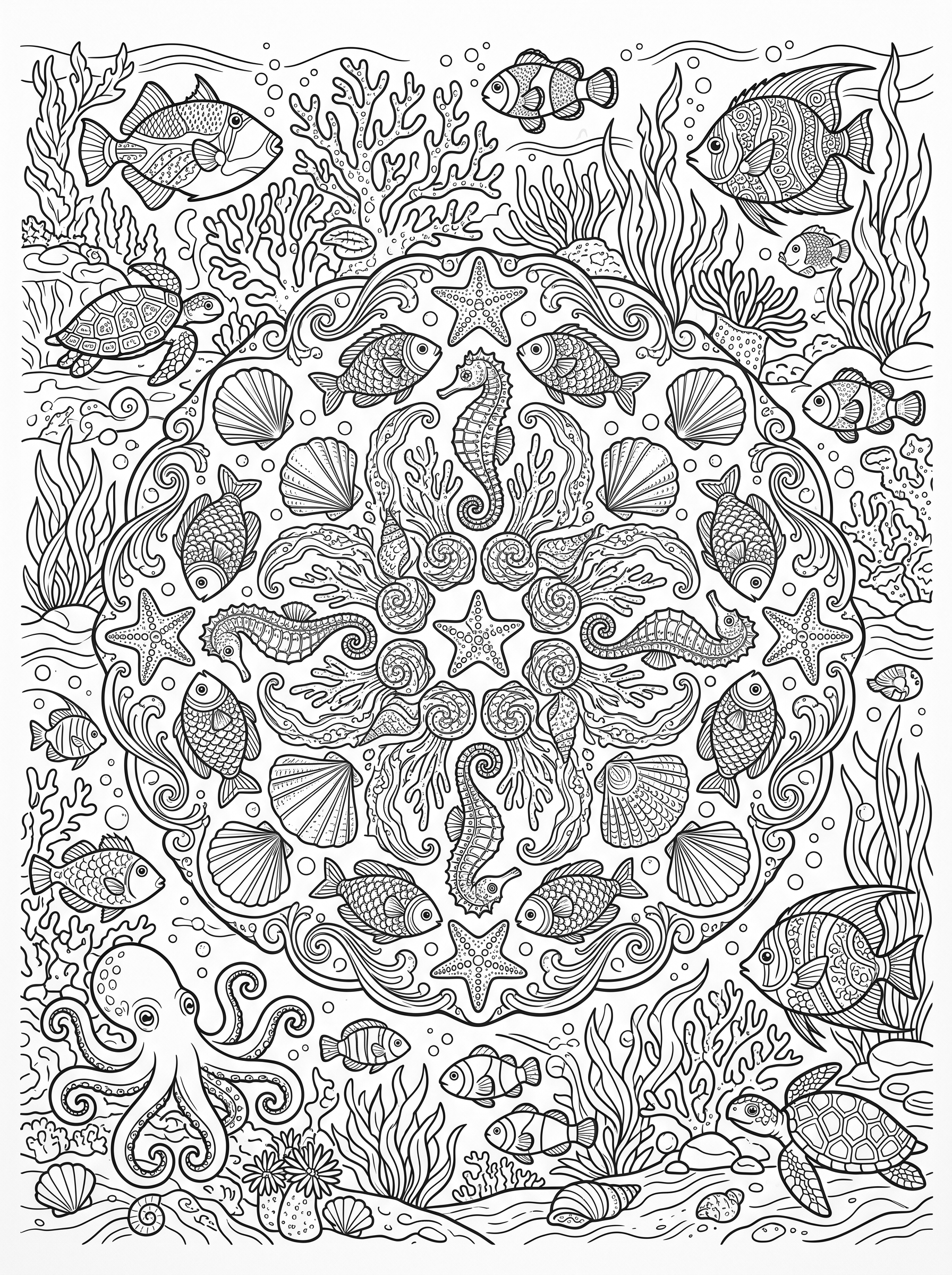 Ocean Mandala coloring page