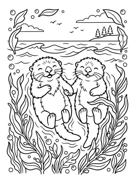 Sea Otters Holding Hands