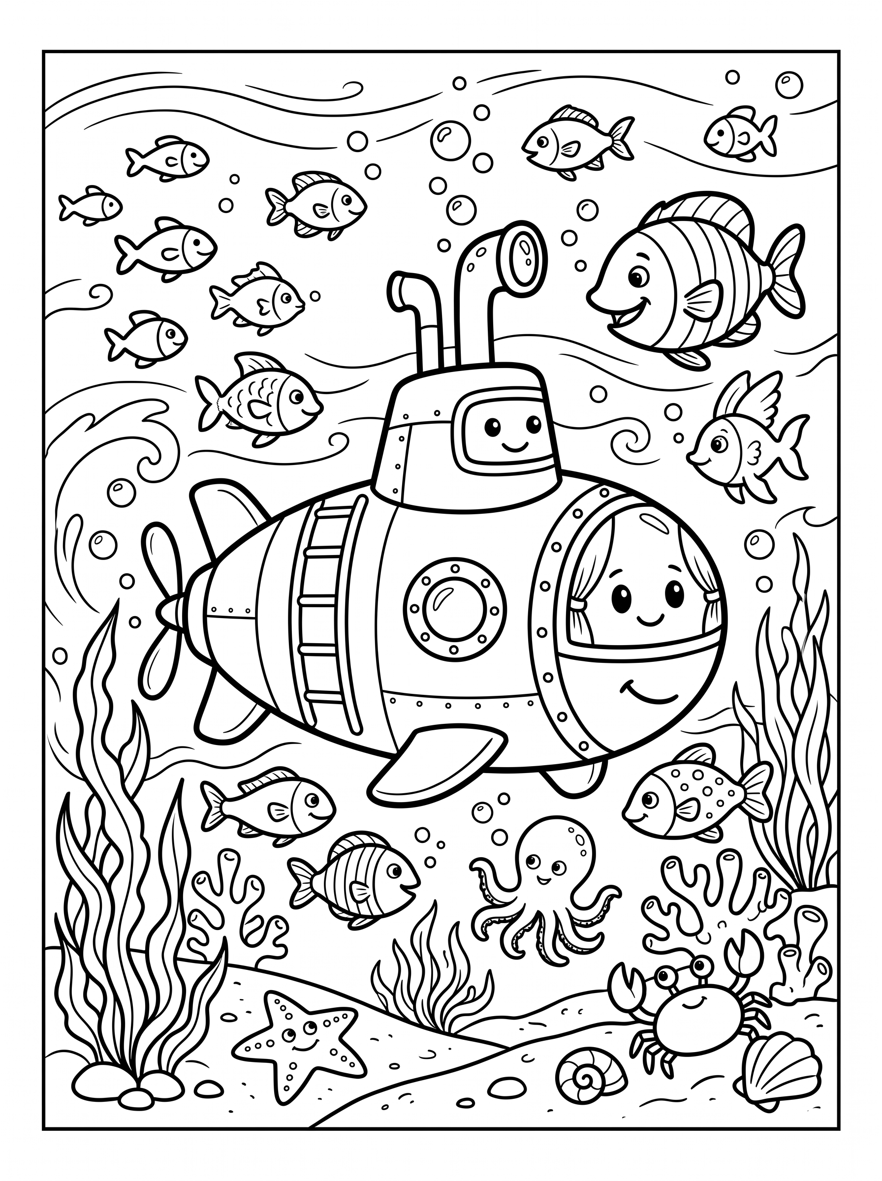 Submarine Adventure coloring page